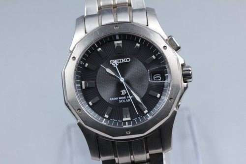 *N MINT* SEIKO Brightz 7B22-0AC0 Titanium Radio Wave Solar Qz Men's Watch JAPAN