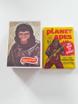 TOPPS PLANET OF THE APES TV SERIE 1-66 KARTEN SET KOMPLETT + UNGEÖFFNET WAX PACK 