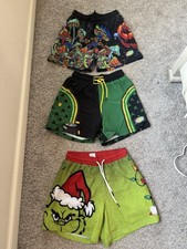 Slunks Men's XXS Shorts Lot of 3 Multicolor Graphic Grinch, Halloween, St Pattys