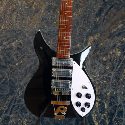 Ship US 325 Style Electric Guitar, Gloss Black Solid Body HHH Pickups R Tailpie