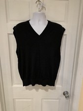 BEN HOGAN Men's Black V-Neck Sweater Vest Size XL Merino Wool