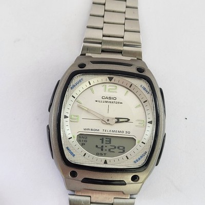 Casio Quartz Illuminator AW-81 Telememo 30 Herren Uhr Analog Digital WR 50M