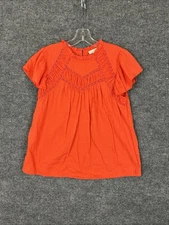 Loft Womens Bohemian Top Size Small Crotchet Trim Flutter Sleeve Peasant Cottage