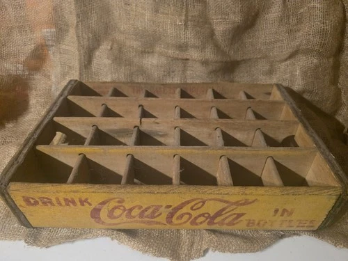 Coca-Cola Vintage Yellow Wooden Crate