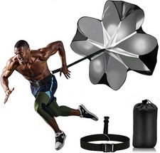 Running Speed Training, 56 inch Drills Resistance Parachute Black