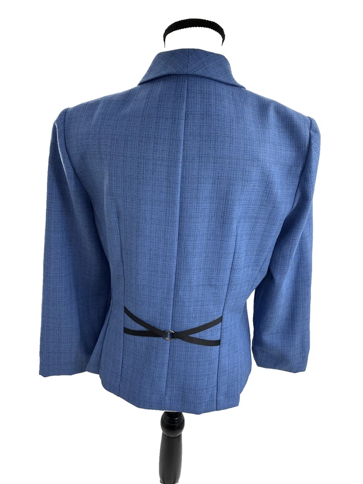 Perceptions Womens 10 Blue Button Front Blazer Shawl Collar Career Jacket - Image 4 of 4