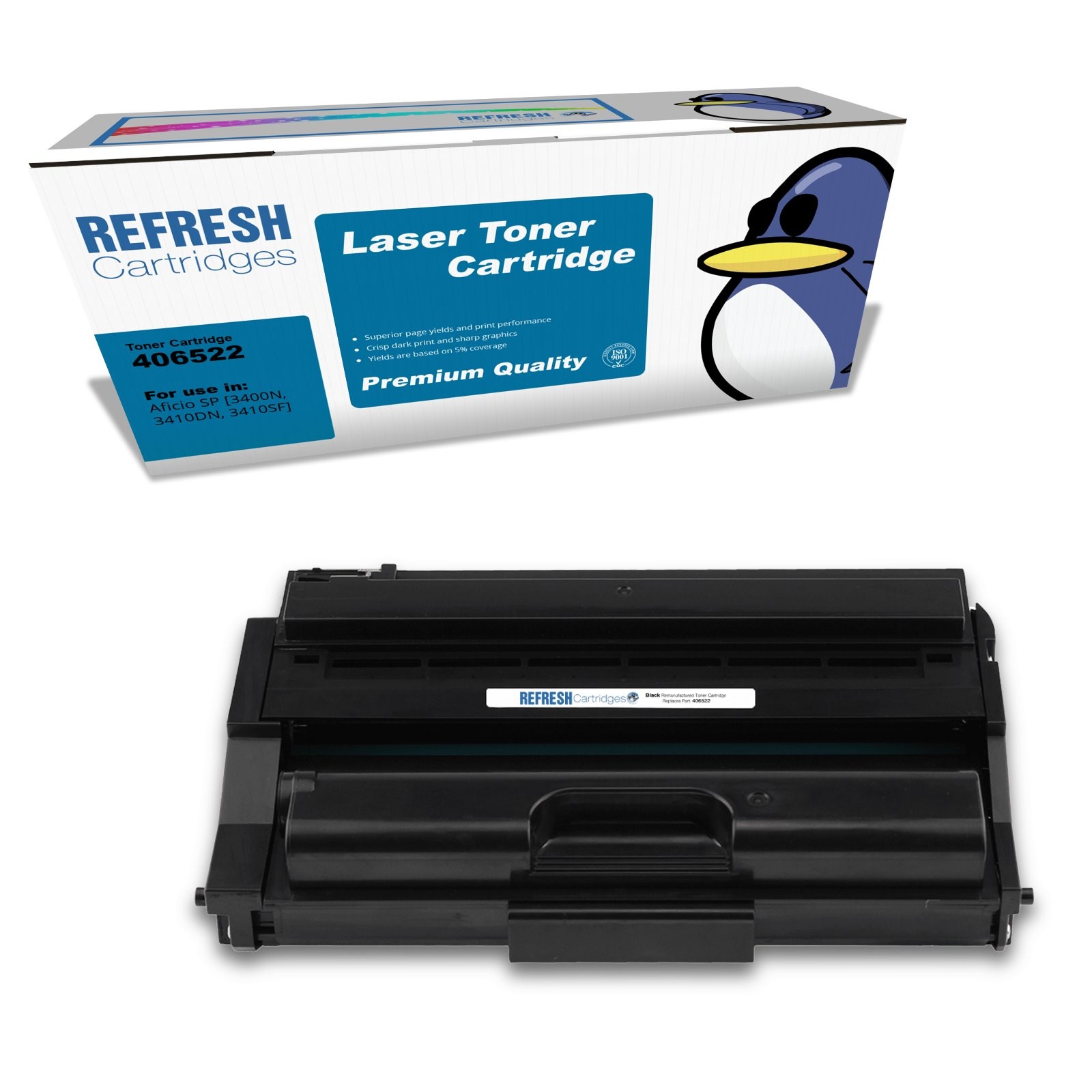 Refresh Cartridges Black 406522 Toner Compatible With Ricoh Printers