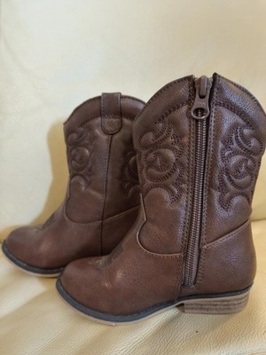 Kid's Cat & Jack Dark Brown Zip Side Boots Size-13