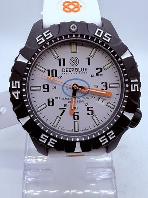 DEEP BLUE DAYNIGHT DIVER PC AUTOMATIC WATCH- WHITE DIAL  HANDS NEW 