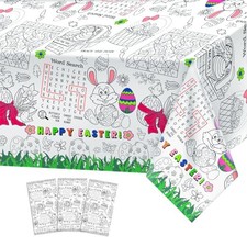Large Happy Easter Coloring Tablecloth - Giant Easter Color-in Paper 3 Pack