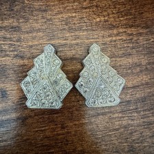 Vintage Art Deco Shoe Clips White Paste Stones 1920s Stepped Triangle Shape