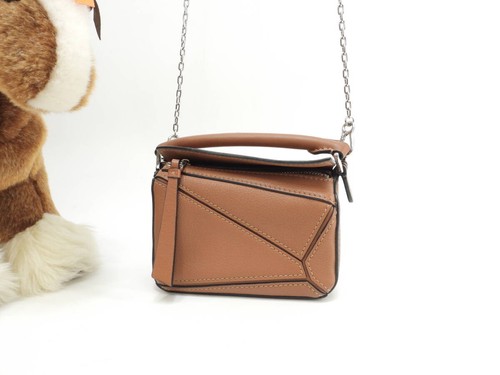 LOEWE Puzzle Bag Nano Leather Brown Mini Pochette Crossbody Bag     522051