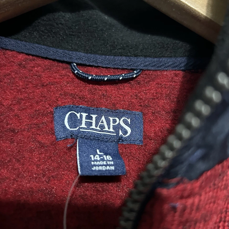 Chaqueta polar con cremallera Chaps para niños talla L 14-16 roja y azul nueva con etiquetas Foto 2 de 4
