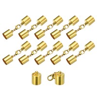 10 Sets 10Mm Lederkordel-Endkappen Mit Hummerkarabinerhaken, FüR Gold Tone