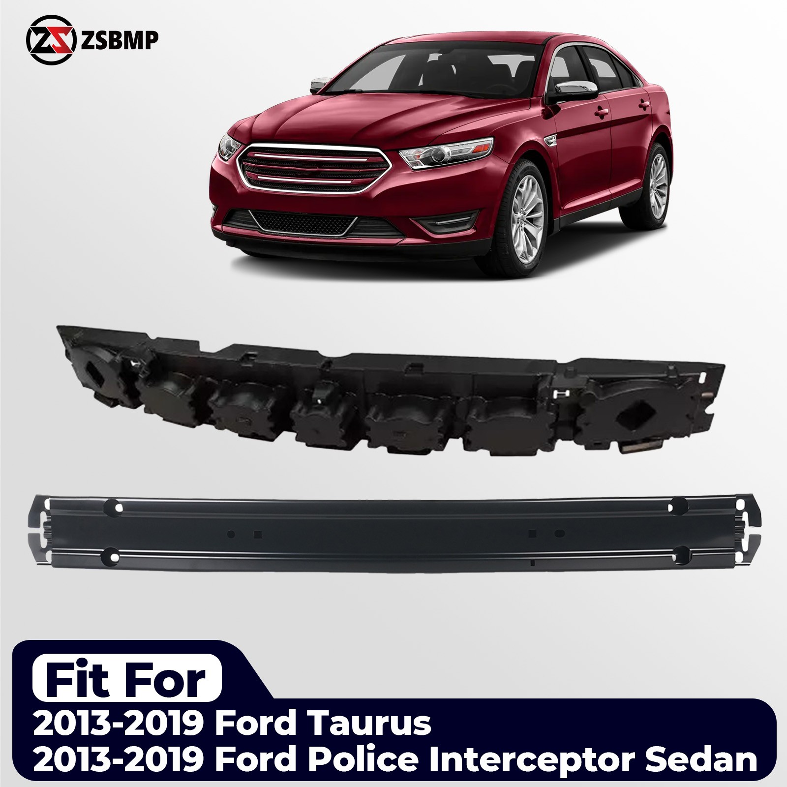 Front Bumper Reinforcement Impact Bar With Absorber For Ford Taurus 2013-2019