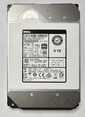 Dell HGST 8TB 7.2K RPM SAS 12Gbps 3.5in 4Kn HDD HUH721008AL4200