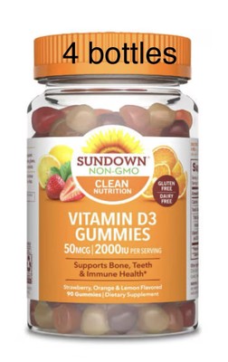 360 ct SUNDOWN VIT D3 GUMMIES ~ORANGE STRAWBERRY LEMON Orange & Lemon 2000 iu