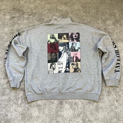 Taylor Swift The Eras Tour Quarter Zip Sweatshirt Grey Graphic Spellout XL
