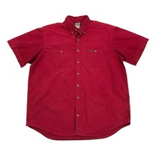 Vintage Carhartt Button Up Shirt XL Mens Red Rugged Outdoor Wear Canvas Grunge