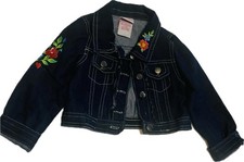 Nannette Kids Jean Jacket Floral Flower Embroidered Girls Dark Wash Denim Sz 4T