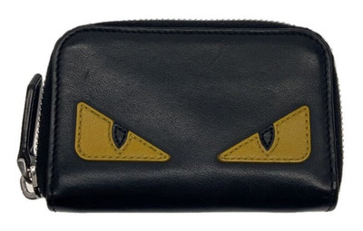 FENDI Monster Eye Münzetui Schwarz Leder 7M0257 Herren Geldbörse Portemonnaie...