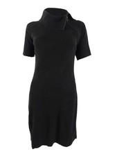 Calvin Klein Women's Asymmetrical Knit Sweater Dress (PM, Black)