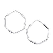 Silverly Sterling Silver Hexagon Sleeper Hoops 925 Solid Hoop Earrings