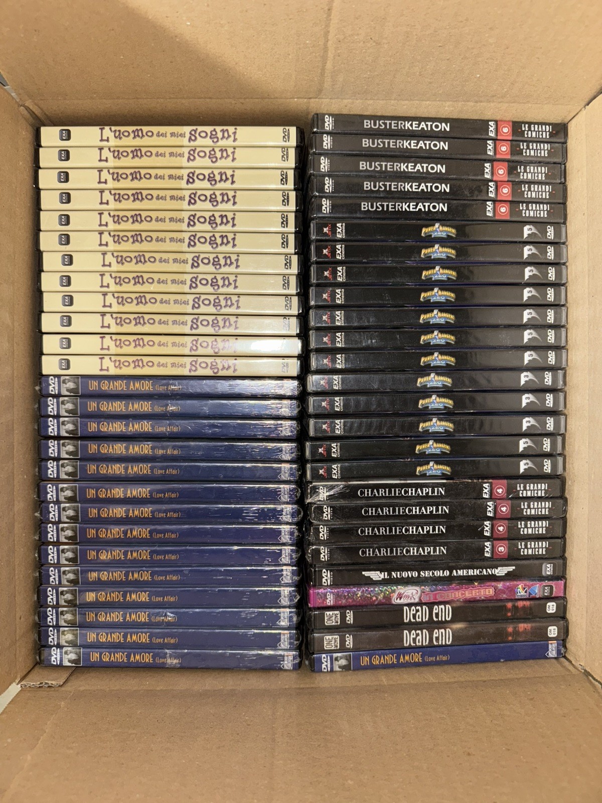 Lotto Stock 104 DVD Film Nuovi Power Rangers, Buster Keaton, Charlie Chaplin ecc