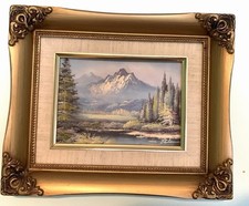 Vintage Original Framed Landscape Painting Art - Oil Painting- Signed Stelton