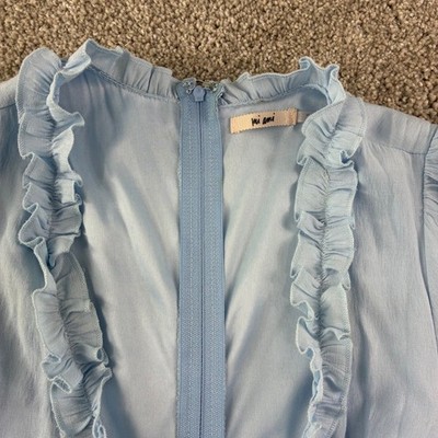 Mi Ami Francescas Light Blue Romantic Ruffle Tiered Mini Dress Puff Sleeve Small