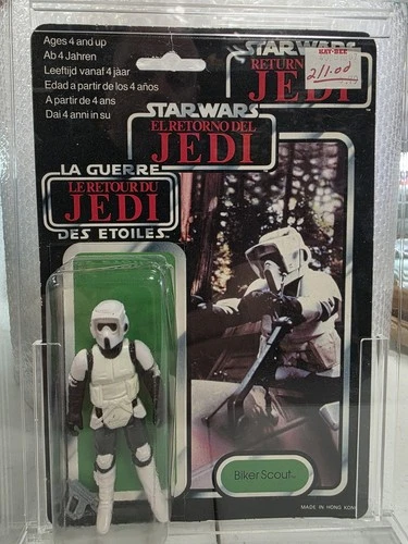 Vintage Star Wars ROTJ Tri Logo Biker Scout Mint On Card