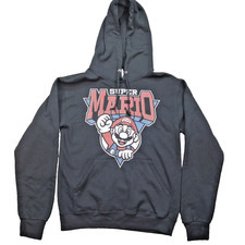 Sudadera con Capucha Super Mario Bros. Para Hombres S Gamer LS Negra Luigi Nintendo JERZEES