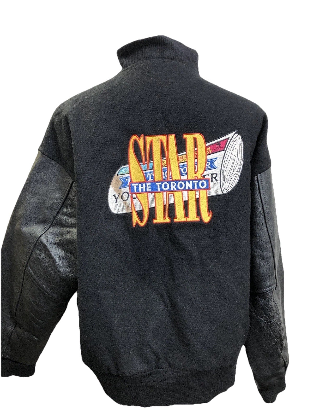 Vintage Toronto Star Newspaper Canada Men’s Large Leather Wool Varsity Jacket