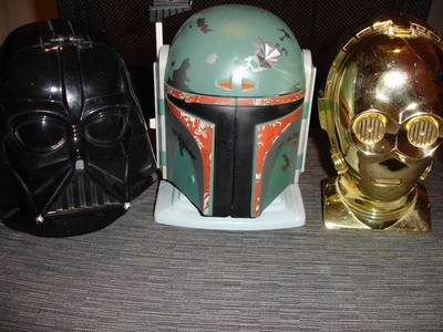 1996 Micro Machines Star Wars Darth Vader / C-3PO / Boba Fett Helmets Playsets