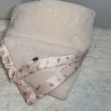 Gerber Modern Moments Baby Blanket Pink Plush Minky Satin Trim Floral Bunny