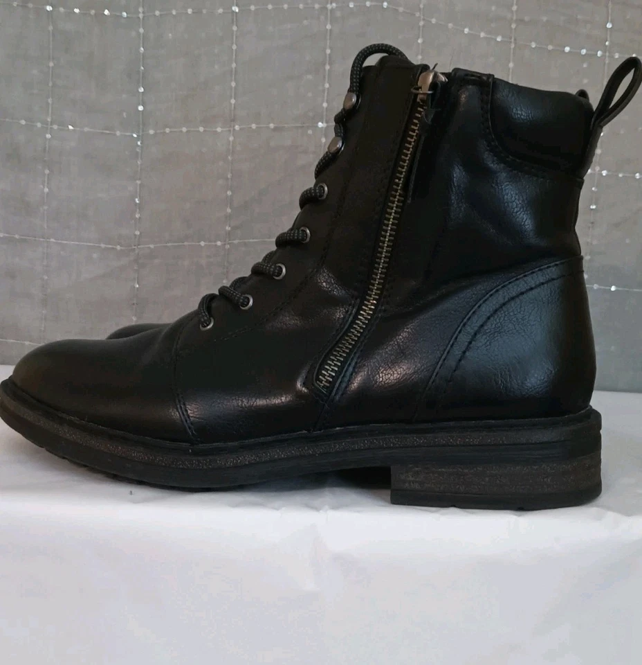Baretraps Size 10M Black Amysue Combat Zip & Lace Boots Very Nice  - Image 4 of 4