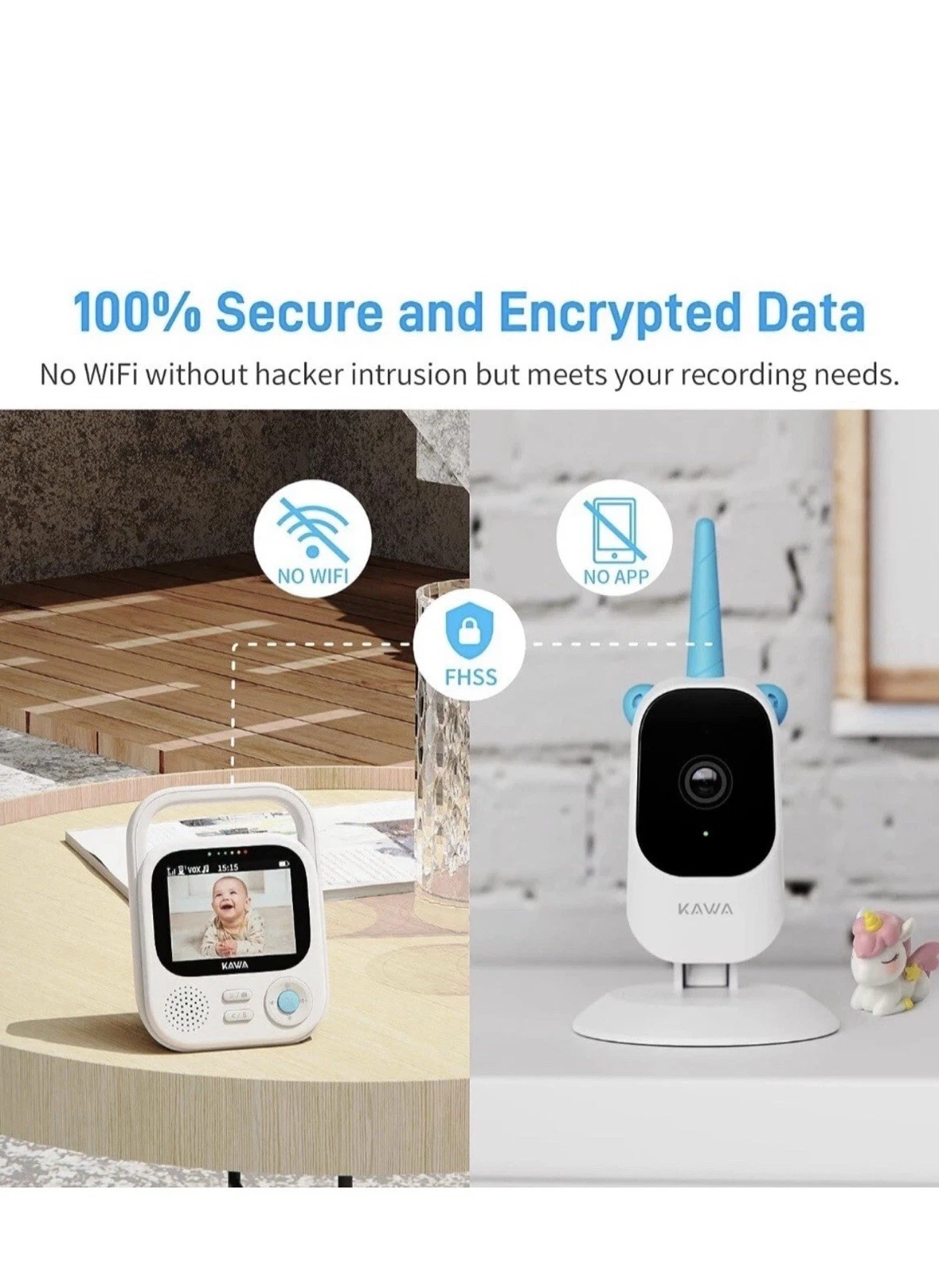 KAWA Baby Monitor, Video Baby Monitor with 2K QHD Camera, 2.8” Screen, 5050mAh,
