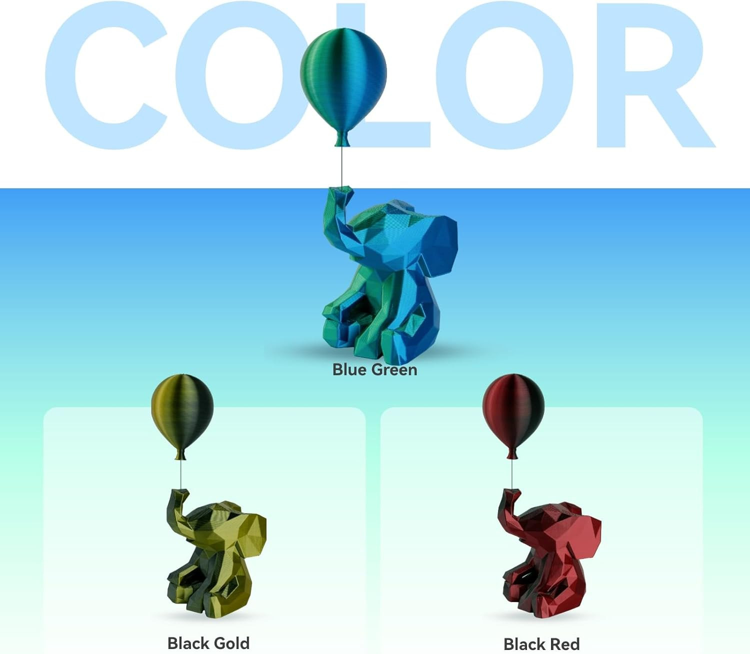 Conjure Silk PLA 3D Drucker Filament, 1,75 mm Dual Color Filament, Silk Blue Gree - Bild 4