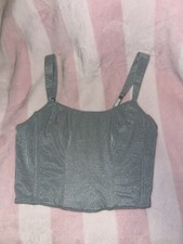 Victoria's Secret Gold Label Vintage Silver Glitter Corset Top Size 36 Large