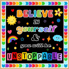 Believe in Yourself Classroom Bulletin Board Decoration Set Motivational ...