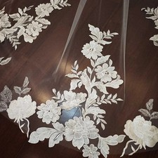 Custom Tailored 3 Meters Long Single Layer 3D Floral Tip High Quality Bridal