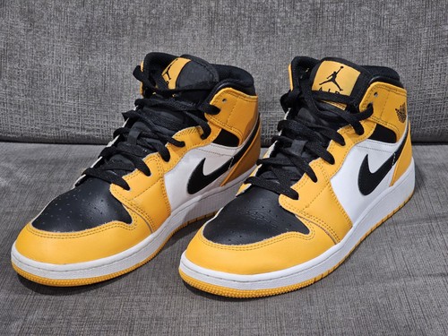 Nike Air Jordan 1 Mid Yellow Toe Yellow/Black/White (554725-701) Size 6Y - Picture 1 of 7