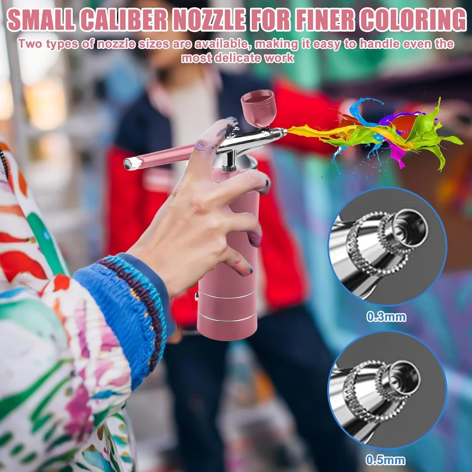 Kit Aerografo Portatile, Ricaricabile, Con Spazzola, Mini Aerografo Con Compress - Immagine 4 di 4