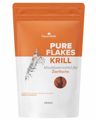 NatureHolic Pure Flakes Krill - Aquarium Fisch & Garnelen Futter - 250ml