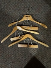 SETWELL Lot Of 3 Vintage 17"-20  Heavy Duty Wooden Suit Coat / Pant Hangers USA