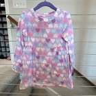 Lands' End Girls Pink Purple Fit & Flare Long Sleeve Heart Print Dress XXS 2-3 — photo 1