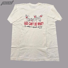 Vintage Fruit Of The Loom Shirt Mens XL White God Can't Do What Christian 90s