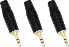 3-Pack 3.5mm 1/8" Stereo Plug TRS Male Solder Adapter Black
