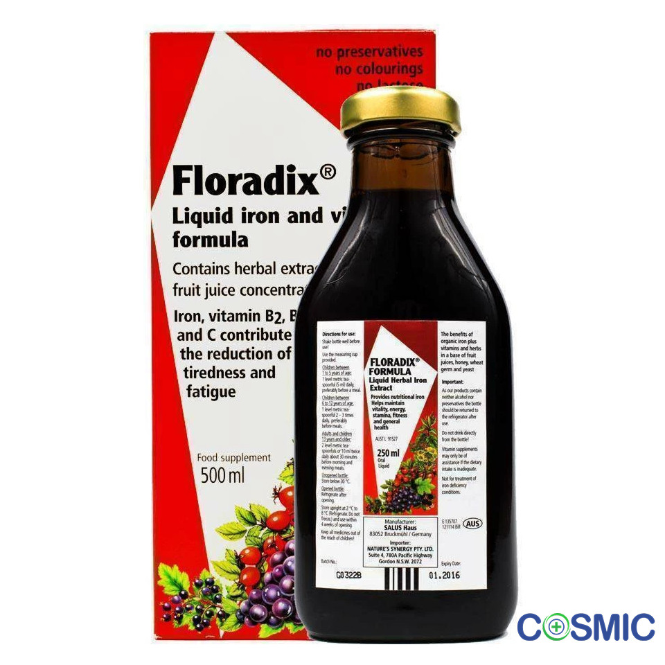 Floradix Liquid Iron and Vitamin Formula 500ml-Contains Herbal Extracts