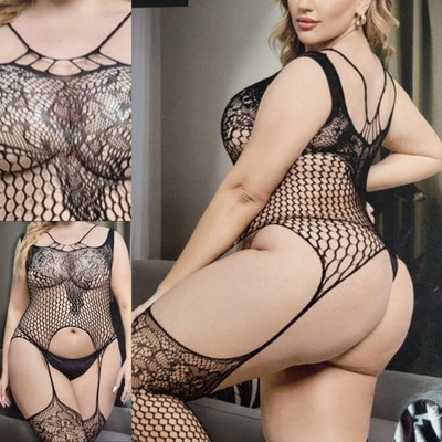 Ouvert Body Stocking Over Size Dessous Teddy Catsuit Damen Reiz Nacht Wäsche neu